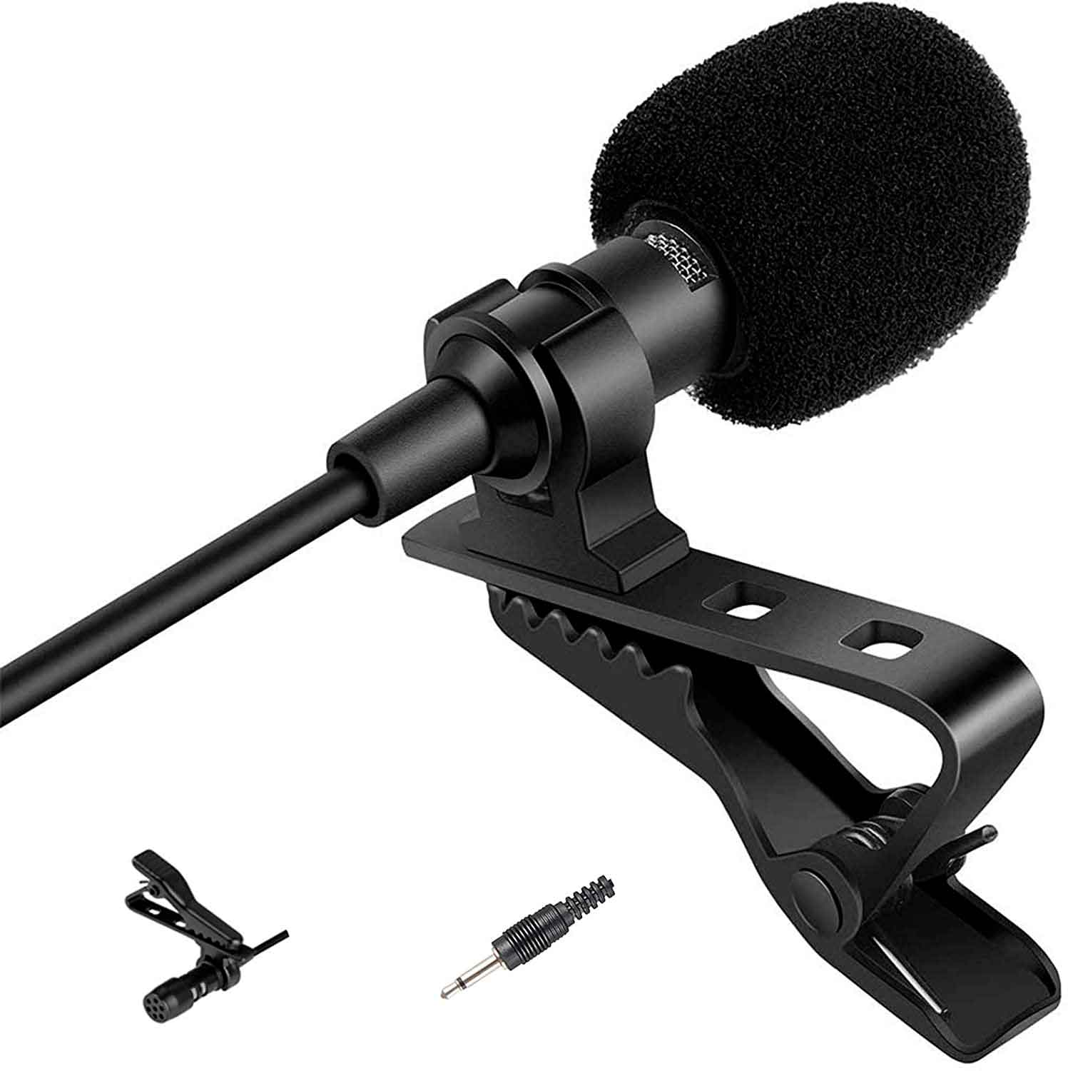 Lavalier Micrófono de solapa compatible con amplificador de voz portátil,  transmisor inalámbrico, micrófono condensador unidireccional, enchufe mono