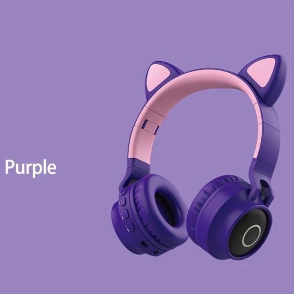 auriculares con orejas de gato con luz