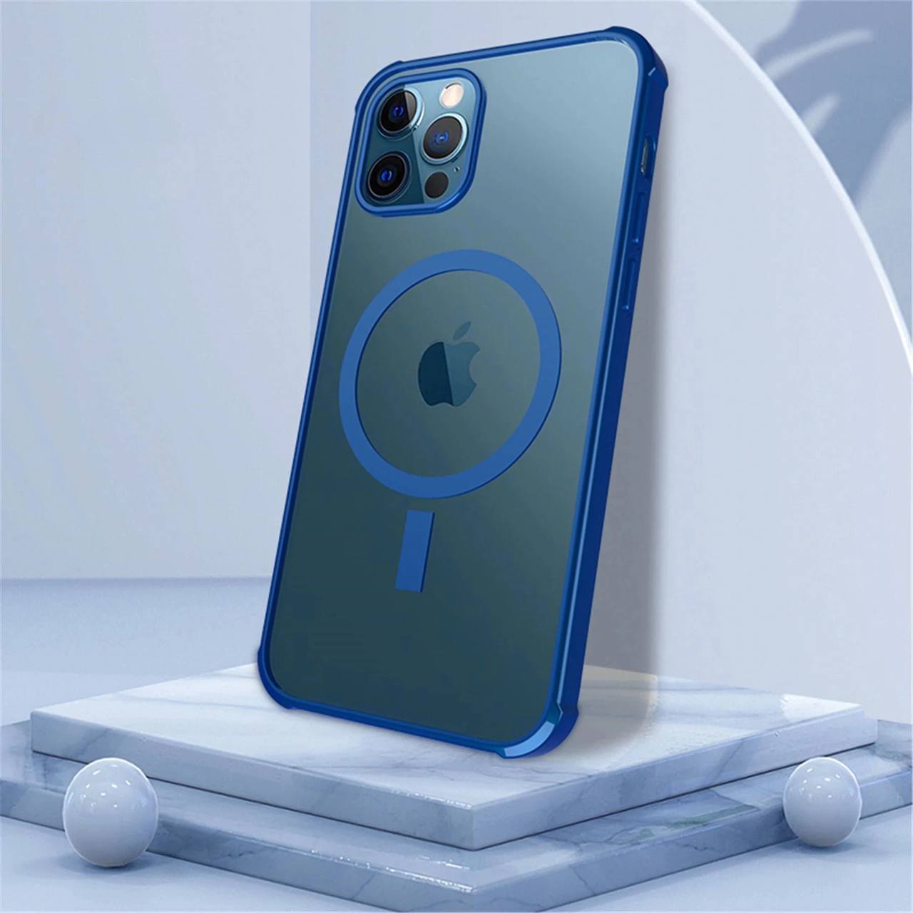 Funda MagSafe transparente y metal iPhone 12 Pro Max (azul) 