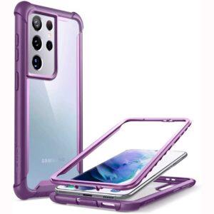 Samsung S21 Ultra - Estuche rigido, transparente y resistente serie ares morado