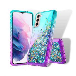 Samsung S21 Plus - Protector brillante + perlas en las orillas Azul/Purpura