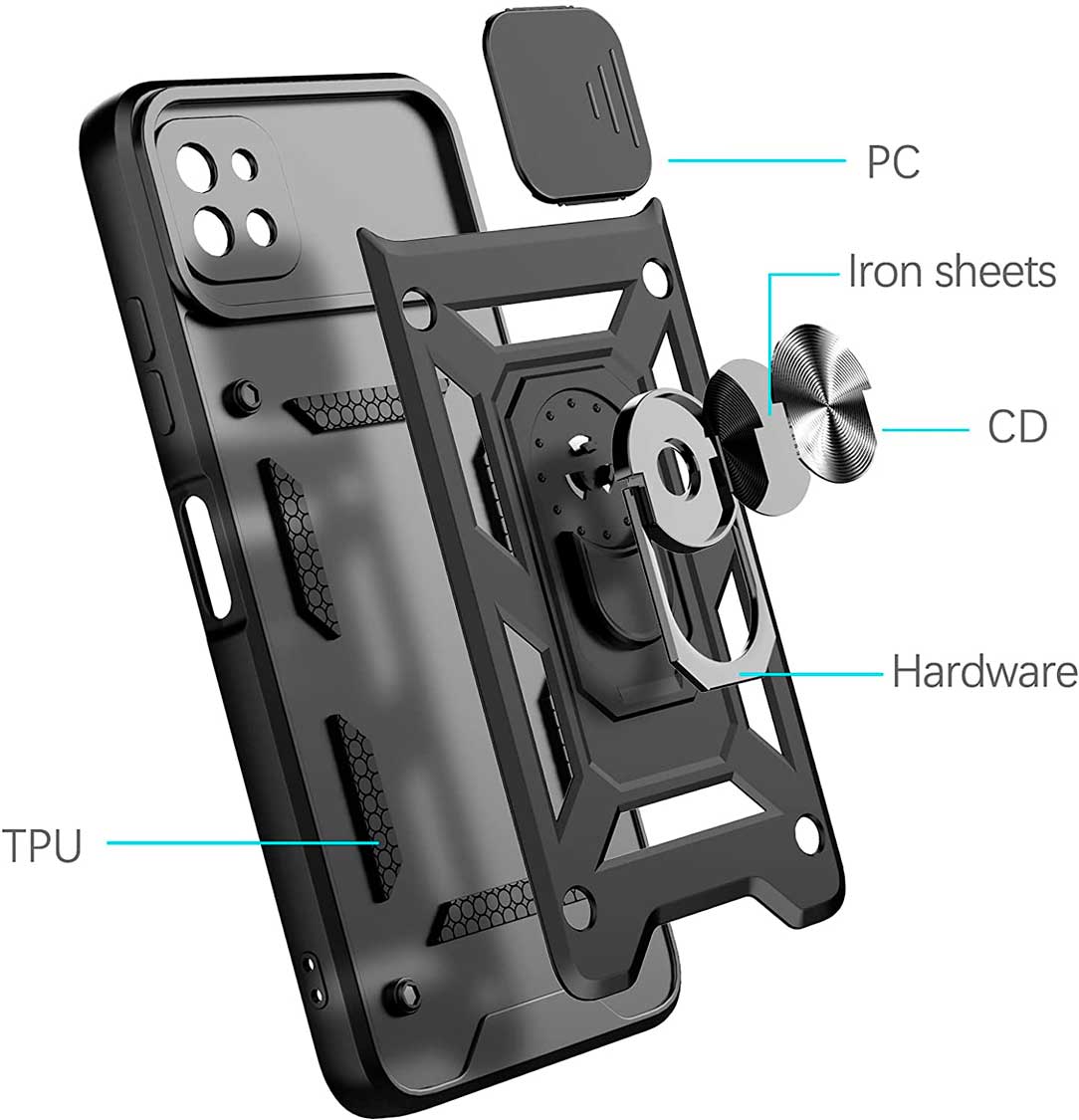 Funda para cámara de lente deslizante para Xiaomi Poco X3/X3 NFC/X3 Pro con  soporte incorporado, resistente a prueba de golpes de cuerpo completo caso