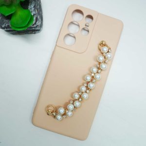 Samsung S21 Ultra - Protector Silicona, cadena perlada serie Ginga Fashion