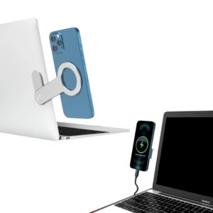 Soporte magnético para teléfono de aluminio delgado y plegable para monitor de computadora portátil