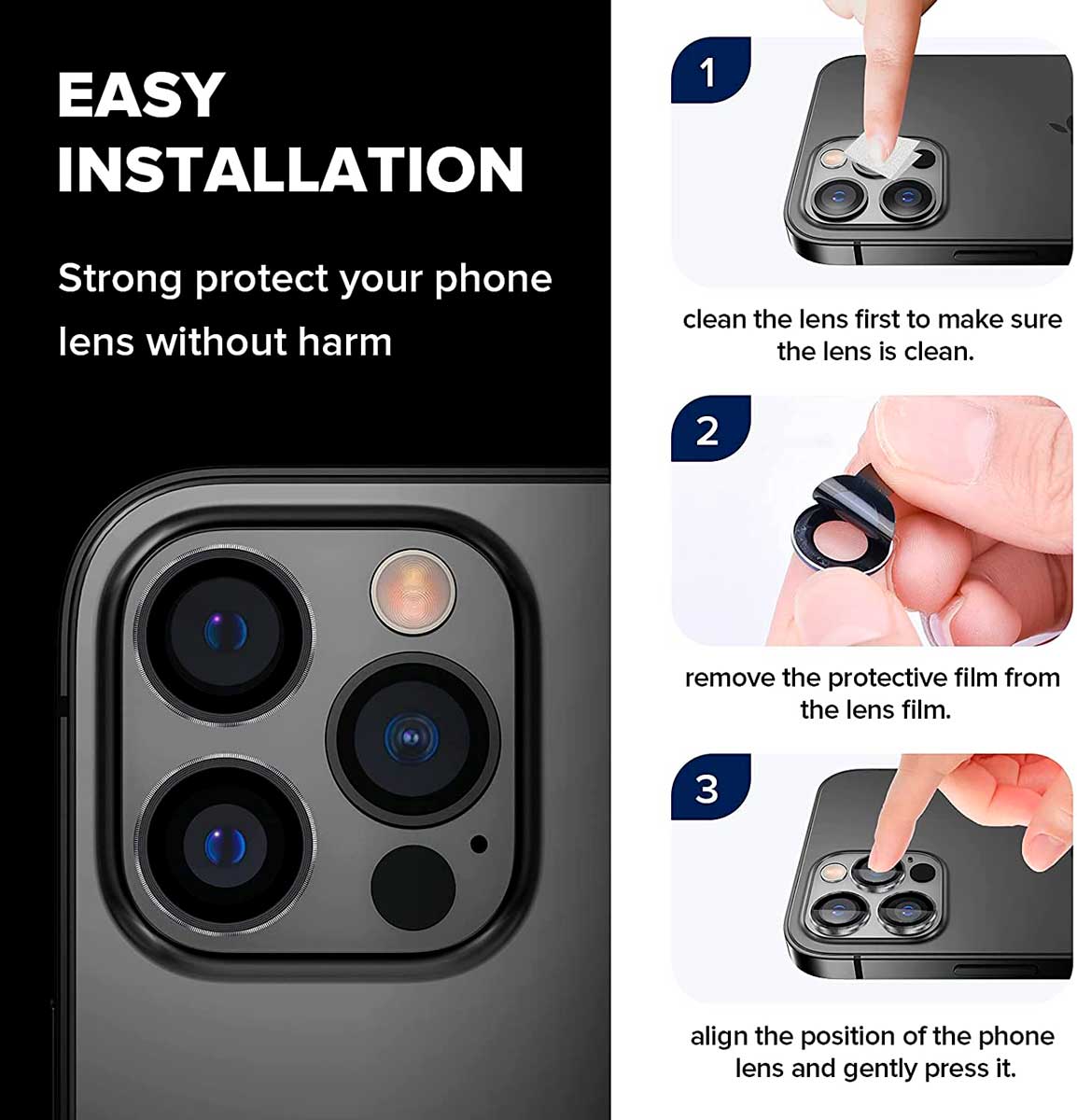 Protector 3 Lentes Premium Aluminio iPhone 13 Pro/ 13 Pro Max 4 Color