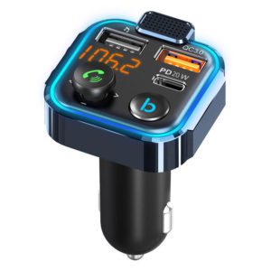 Modulador FM Adaptador en el coche, kit de radio inalámbrica Bluetooth 5.0 para automóvil, cargador USB rápido PD 20W + QC3.0, llamadas manos libres, receptor de reproductor MP3 Hi Fi Bass