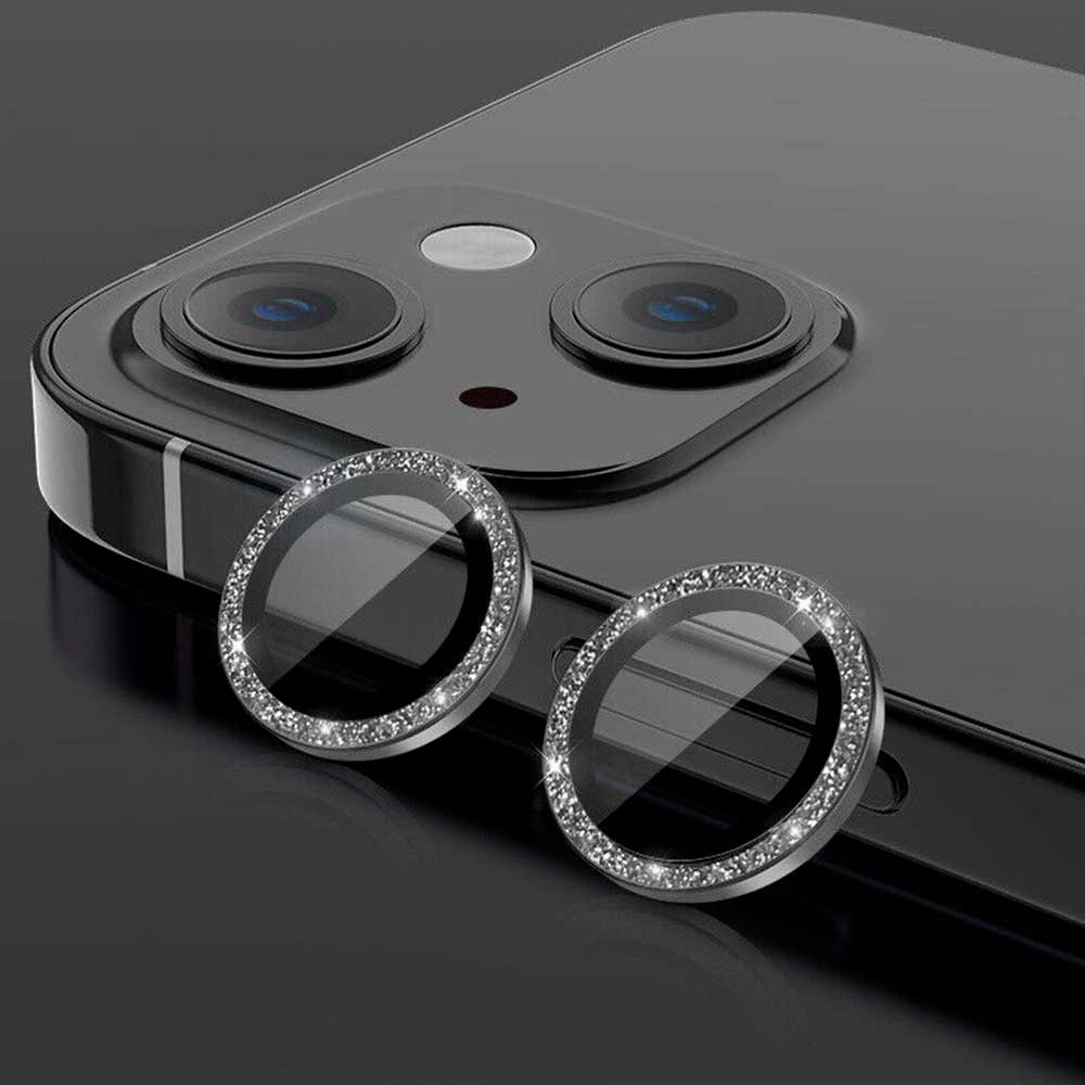 iPhone 11, 12 Pro, 13 Pro – Protector de vidrio circular brillante negro  para lente de cámara