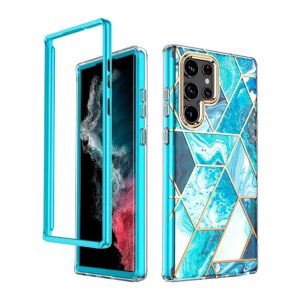 Samsung S22 Ultra - Protector completo marmol serie ginga classic azul