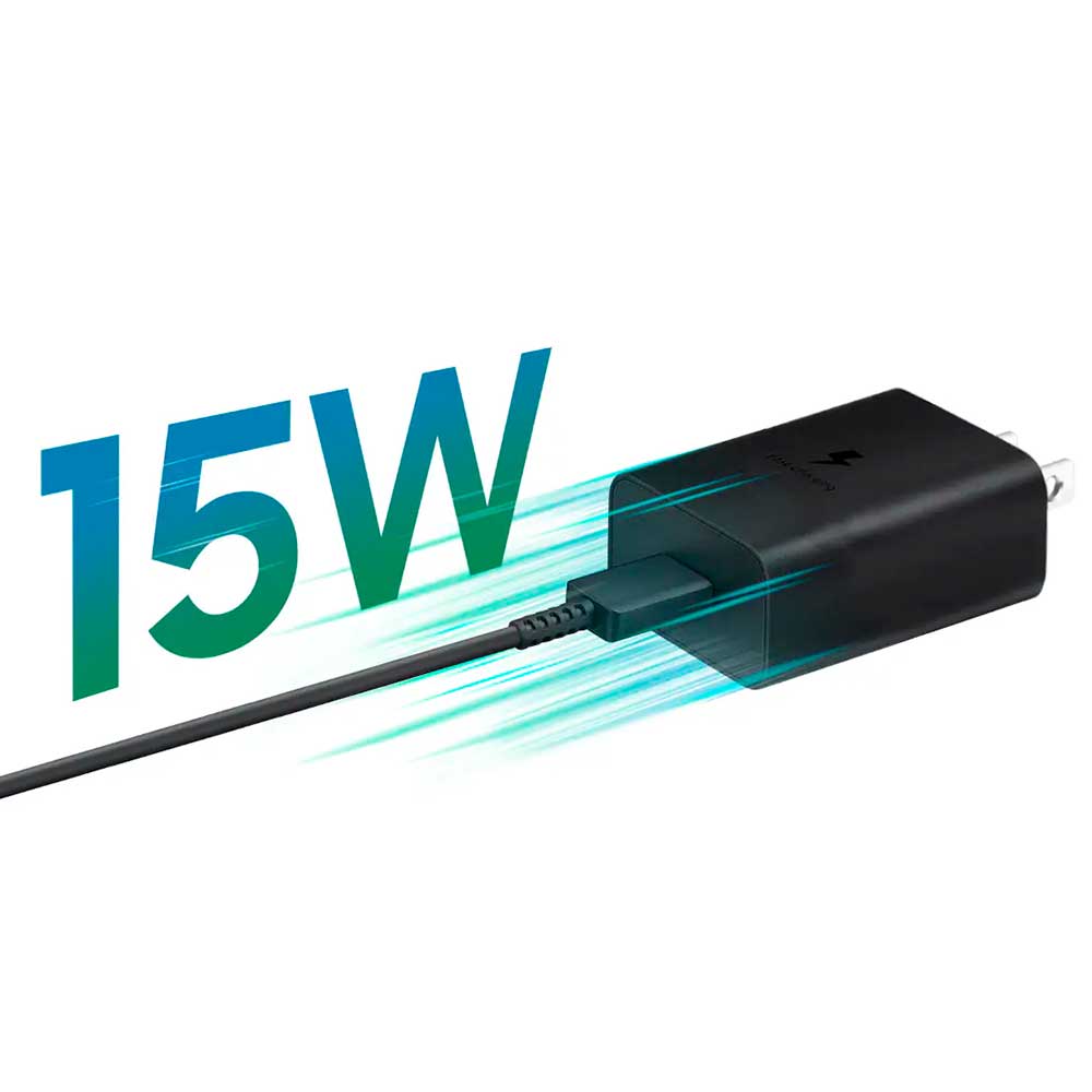 Samsung Cargador USB-C 15W De Carga Rápida Con Cable Negro