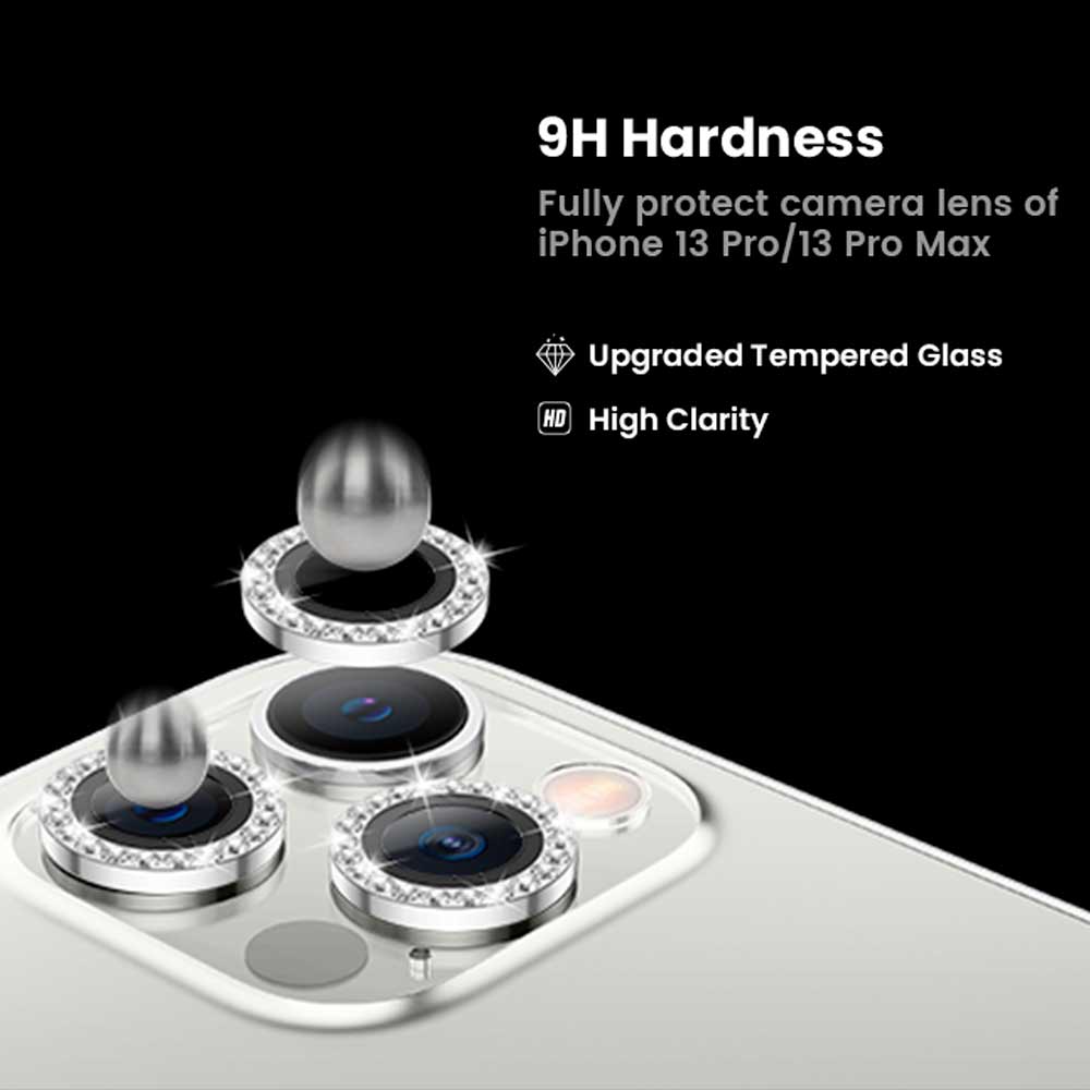 Tensea Protector de lente de cámara para iPhone 13 mini/iPhone 13,  protector de pantalla de vidrio templado 9H, anillo individual de metal  para iPhone