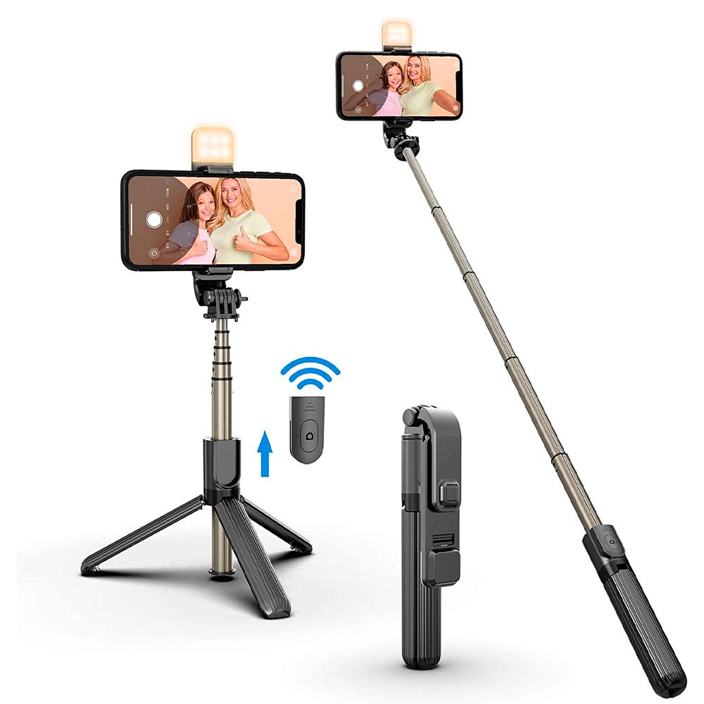 Selfie Stick Trípode Celular Luz LED Control Remoto Monopod S03S – Cómpralo  en casa