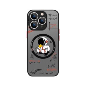 iPhone 14 Pro Max - Protector con acabado mate, diseño de astronauta resistente a golpes y caídas serie astromag