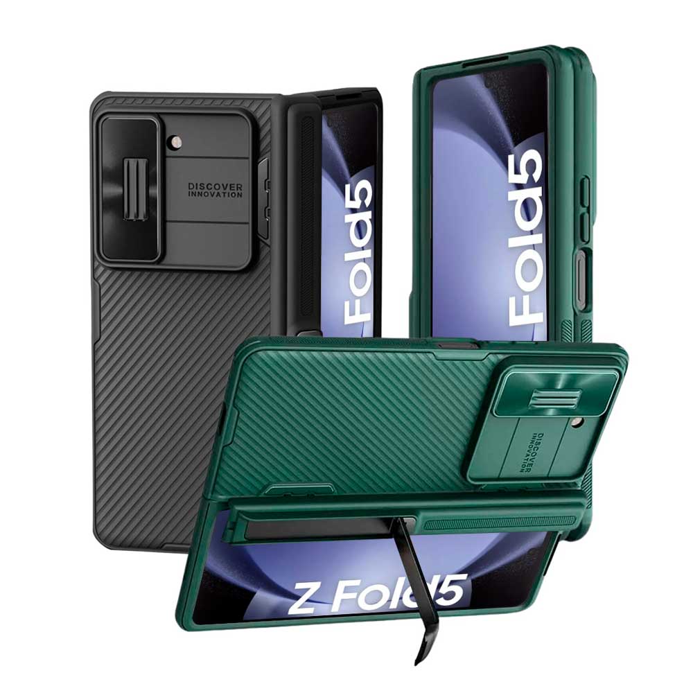 Vihibii Funda para Samsung Z Fold 5, tarjetero integrado y  cubierta protectora para cámara deslizante, protección de bisagra y  protector de pantalla frontal, funda resistente tipo cartera para Samsung  Galaxy Z