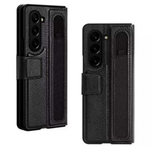 Samsung Z Fold 5 - Protector nillkin de cuero, cierre magnético serie Aoge Leather negro