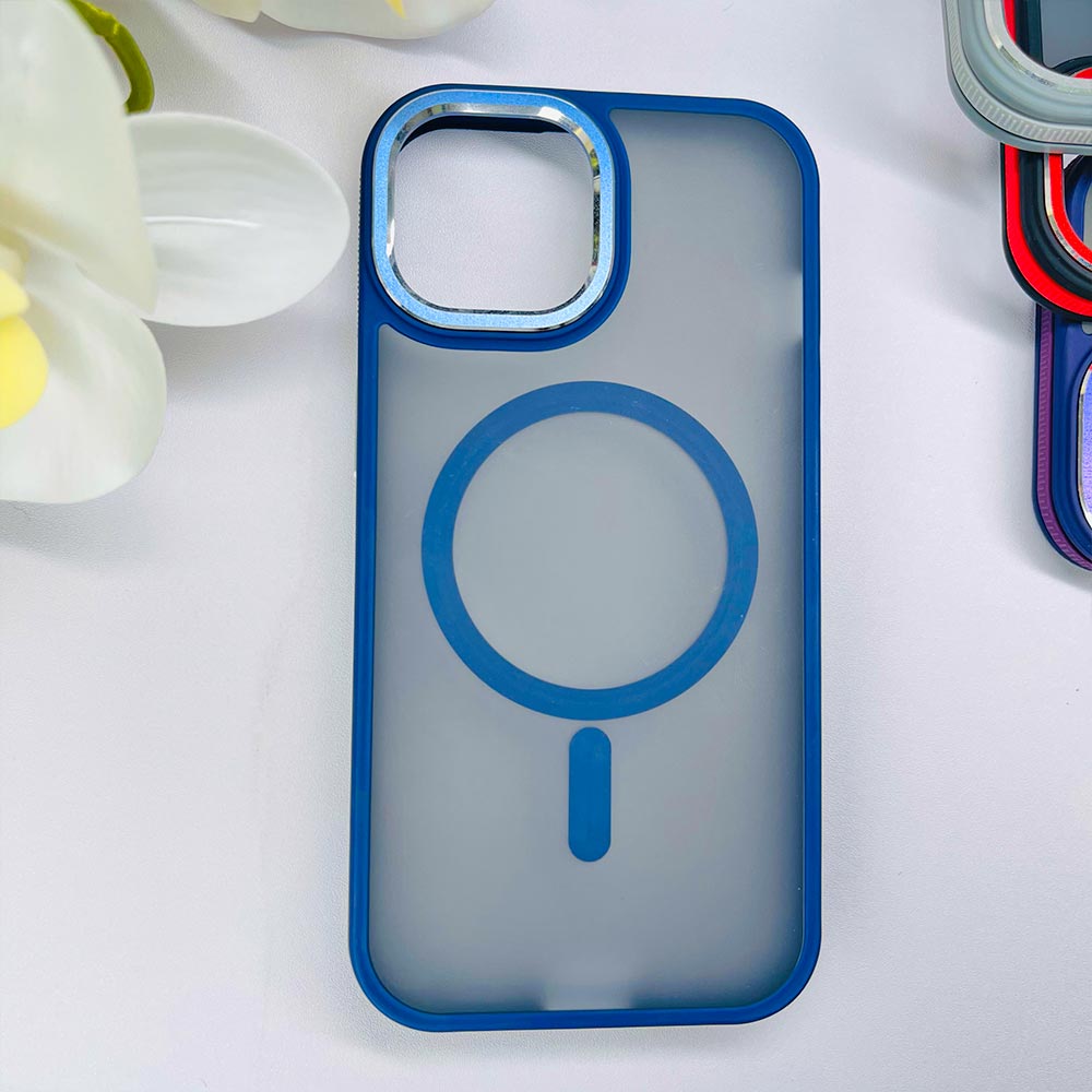 Funda TPU transparente mate azul para iPhone 15 Plus
