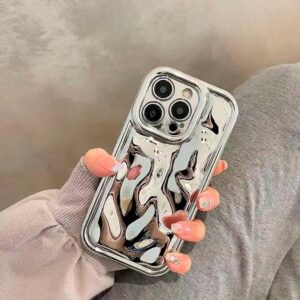 iPhone 15 Pro Max - Protector de silicona con chapado de plata 3D, serie Lucer
