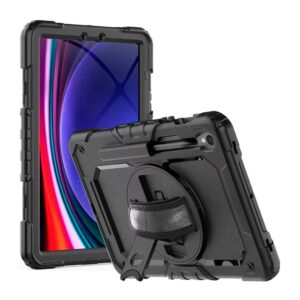 Samsung Tab S9  - Protector resistente de triple capas con protector de pantalla y soporte de mesa, serie blindaje