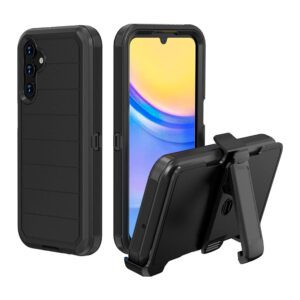 Samsung A15 - Protector gran defender negro de 3 capas con clip para cinturón