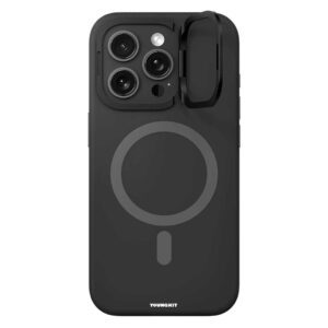 iPhone 16 Pro Max - Protector Youngkit de silicon gel, magsafe, con soporte de anillo, Serie Gel Negro